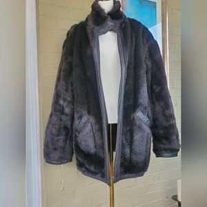 Faux Fur And Leather Coat